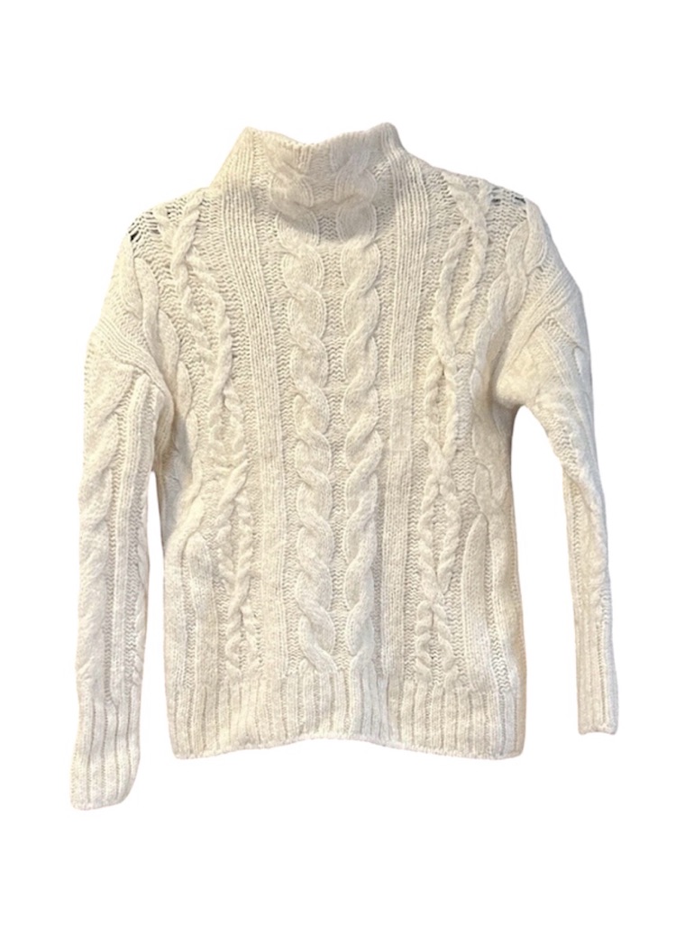 Vince Alpaca Blend Cream Cable Knit Turtleneck Sweater Womenâs Size Xxs